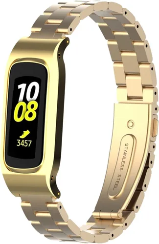 Vista 10 de Correa de reloj de metal compatible con Samsung Galaxy Fit2 SM-R220 de acero inoxidable con marco protector de caja de repuesto para Fit 2 SM-R220