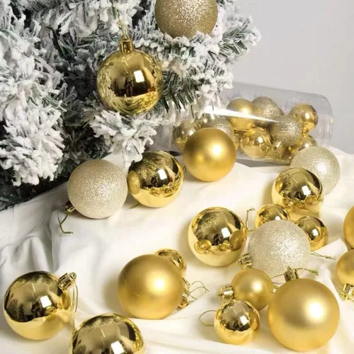 Vista 6 de 24 bolas de Navidad inastillables, decoración de árbol de Navidad con cuerda para colgar, bolas colgantes para decoración de fiestas (azul, 24)