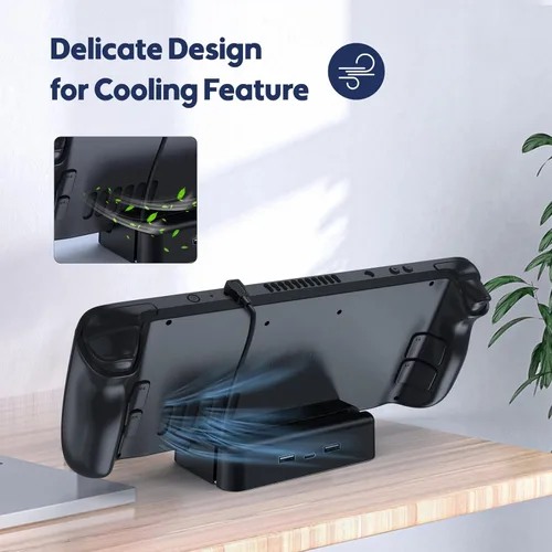 Vista 4 de Charging Dock for Steam Deck Stand, NEWENMO Non-slip Base Station for Steam Deck Dock, 3-in-1 ONLY Charging Portable for Steam Deck Accessories