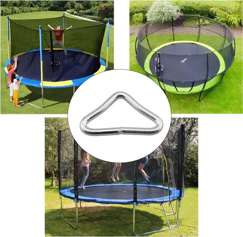 Vista 4 de DGZZI 10 piezas de hebilla triangular galvanizada para trampolín, anillos en V para piezas de repuesto de trampolín, bolsa de trampolín
