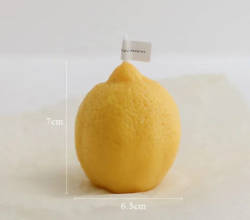 Vista 8 de Vela perfumada en forma de limón, vela realista de cera de soja de 3.53 oz