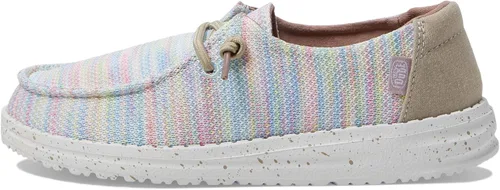 Hey Dude Wendy Youth Linen Grey Múltiple - Zapatos para niña, mocasines con cordones para niña, cómodos y ligeros