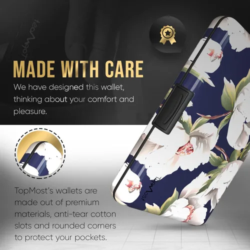 Vista 7 de TopMost Cartera de aluminio, cartera para tarjetas, tarjetero de metal RFID para hombres y mujeres, 6 ranuras de algodón para 12 tarjetas