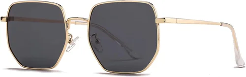 HJSTES Square Polarized Sunglasses Womens Men Trendy Hexagon Frame Sun Glasses UV400 Protection