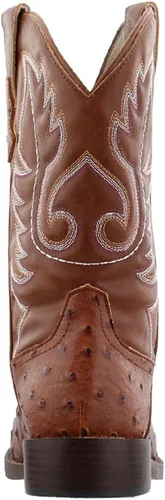 Vista 3 de ROPER Hombres Bumps Avestruz Punta cuadrada Botas Casual Mid Calf - Marrón, Blanco