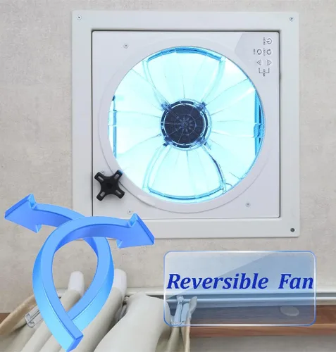 Vista 3 de RVLOVENT Ventilador de Techo RV de 12V de 14'' con 10 Velocidades Reversible con Elevación Manual (SIN CONTROL REMOTO)