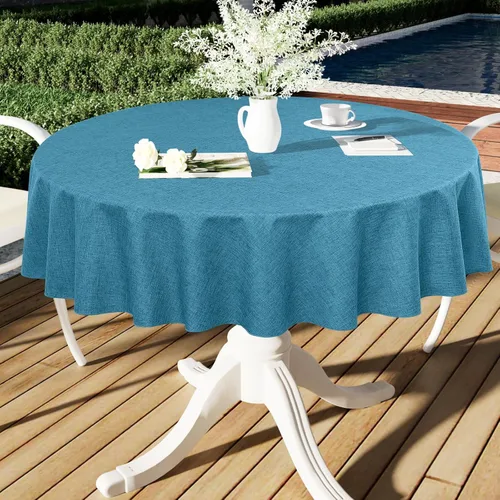 Vista 20 de Smiry - Mantel cuadrado de lino texturizado, mantel de arpillera impermeable a derrames y antiarrugas, mantel decorativo lavable para mesa