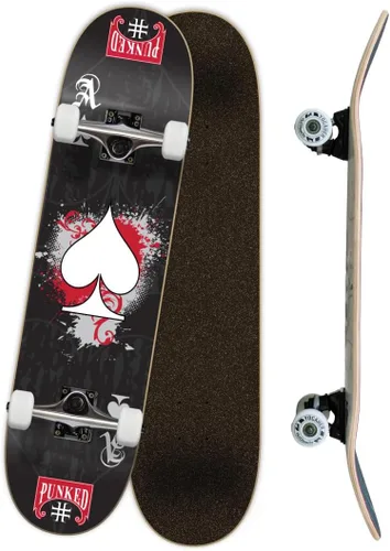 Vista 10 de Yocaher Poker Series Pro Complete Skateboard 7.75” x 31” – Double Kick Concave Deck, ABEC-9 Bearings, 54mm Wheels, Aluminum Alloy Trucks, BlackWidow