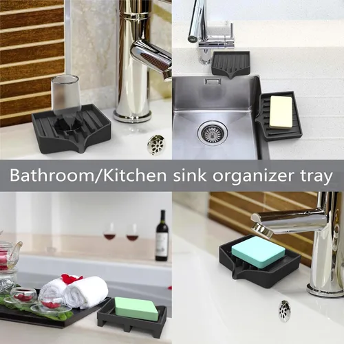 Vista 6 de Jabonera de silicona con drenaje, soporte para jabón en barra para ducha, protector de cascada autodrenante para cocina, mantiene el jabón seco