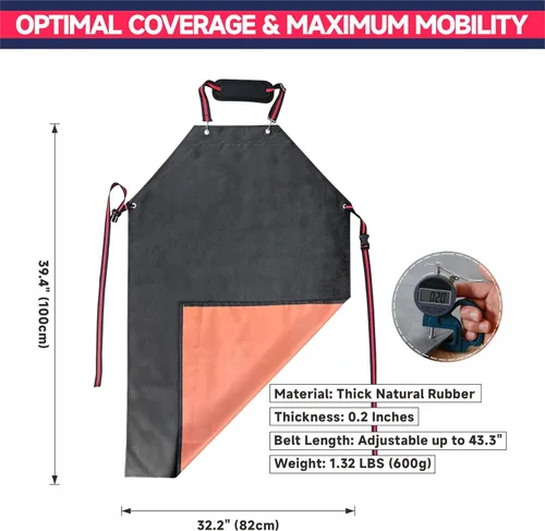 Vista 2 de GoldPig Thick Rubber Apron, Waterproof Apron for Dishwashing, Heavy Duty Chemical Resistant for Butcher, Cleaning