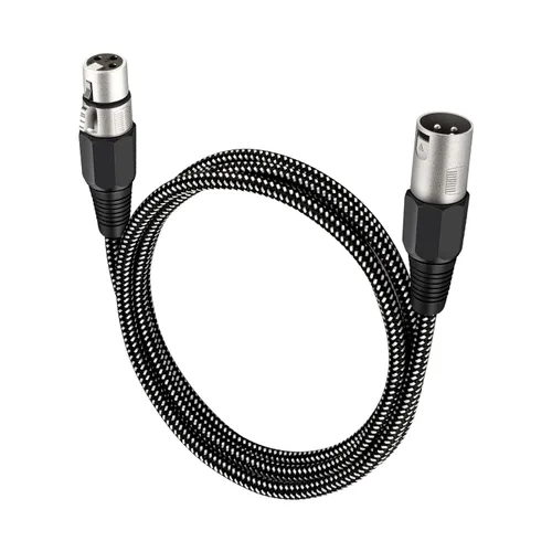 Vista 25 de Cable XLR de 3 pies/2 unidades, cable de micrófono Nylong trenzado equilibrado XLR macho a hembra, cables de conexión de micrófono de alta