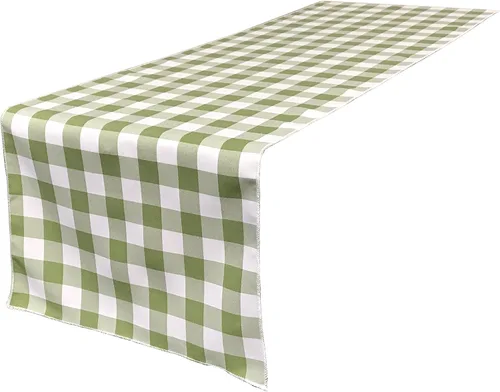 Vista 7 de LA Linen Camino de mesa a cuadros de doble cara, 14 x 108 pulgadas, verde cazador y blanco Verde cazador/blanco