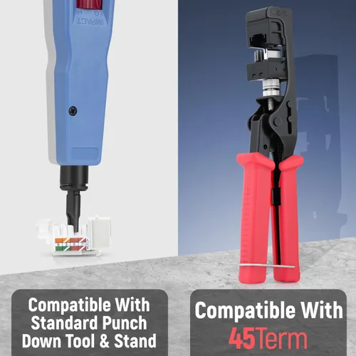 Vista 13 de Everest - Paquete de 50 conectores Keystone RJ45 Cat6 en ángulo de 45°, color blanco, conectores RJ45 hembra de perfil delgado, conector Keystone