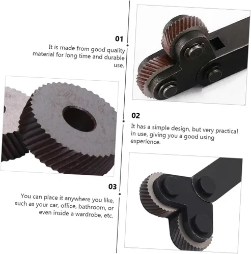 Vista 7 de TEHAUX Rueda de moleteado de acero de alta resistencia 4pcs Cabeza de pivote para torno Herramienta de moleteado grueso