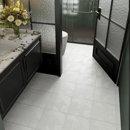 Vista 3 de Elffloor Azulejos de vinilo impermeables para despegar y pegar, autoadhesivos, fáciles de instalar, 11.8 x 11.8 pulgadas, patrón de línea para baño