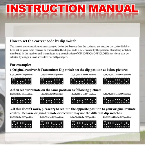 Vista 6 de Kingdder 3 piezas de apertura de puerta a distancia compatible con multicódigo 300 mhz 10 interruptor de inmersión 3089 3060 3070 Abridor de puerta
