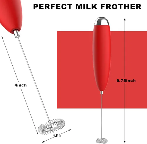 Vista 5 de MPDPOW Espumador de leche eléctrico de mano, varita espumadora para café, funciona con pilas (no incluidas), batidor de matcha, máquina de espuma