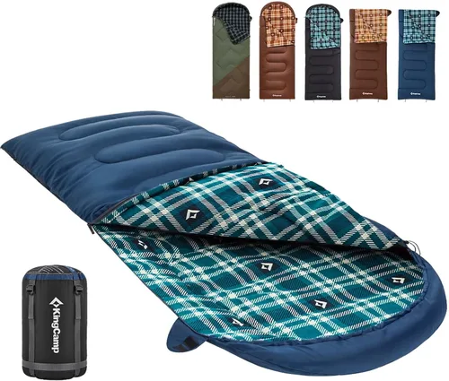 Vista 18 de KingCamp Sleeping Bag for Adults, Cold Weather & Warm XL Big and Tall Flannel Sleeping Bags with Compression Sack Portable Waterproof Essentials