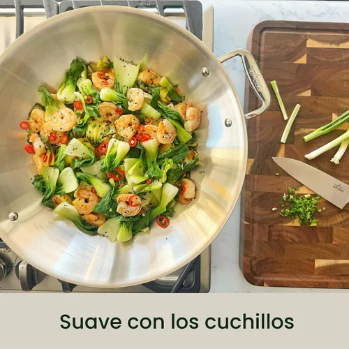 Vista 2 de All-Clad Kitchen Essentials Tabla de cortar de acacia con ranura para jugos de 19 x 14 pulgadas, 1 pulgada de grosor, tabla de cortar para carne