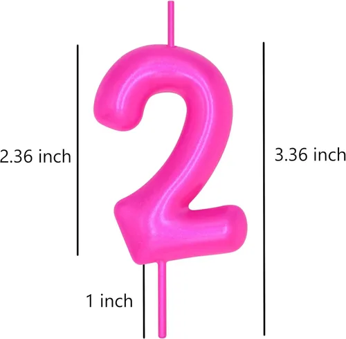 Vista 5 de DERVENTA Vela con números de 2.36 pulgadas, decoración perfecta para cumpleaños, brunch, postre, pastel, 1 pieza (número 2 rosa)