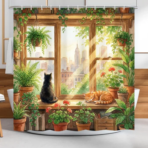 Vista 14 de Vimorco Cortinas de ducha, cortina floral para baño con 12 ganchos, tela de poliéster decorativa para el hogar, lavable a máquina, accesorios