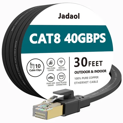 Vista 26 de Jadaol Cable Ethernet Cat 8 de 1.5 pies, 40 Gbps 2000 MHz, cable de conexión LAN RJ45 S/FTP, cable de red Cat8 de alta velocidad para enrutador