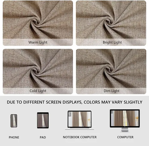 Vista 8 de Juego de 2 paneles de cortinas opacas de 108 pulgadas, cortinas largas de imitación de lino con oscurecimiento 100% para dormitorio y sala de estar