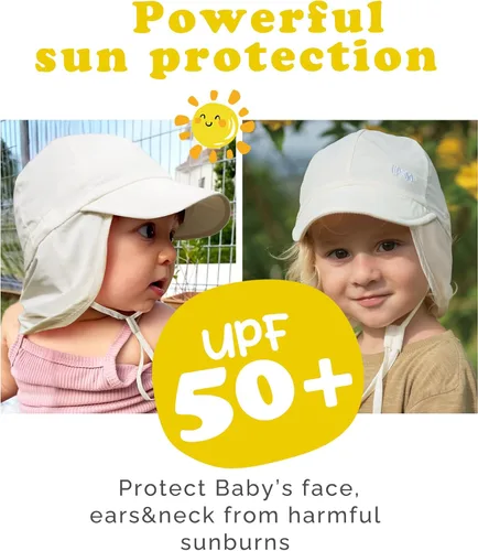Vista 2 de FURTALK Sombrero de sol para bebé, UPF 50+, ajustable, para bebés, niños y niñas, de secado rápido, sombrero de playa de verano con solapa