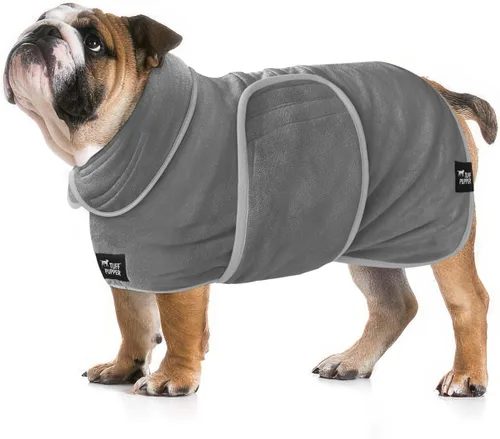 Vista 10 de Tuff Pupper Bata de baño para perro de secado rápido, toalla de felpa de 800 GSM, bata de baño súper absorbente para mascotas y cachorros, capucha