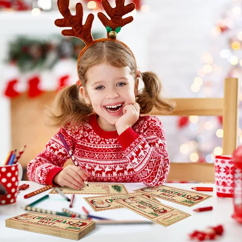 Vista 4 de Woanger 50 invitaciones de Navidad con sobre, 25 tarjetas de invitaciones de fiesta de Navidad y 25 sobres, relleno de invitaciones en blanco