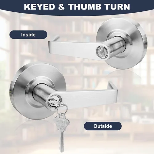 Vista 4 de Cerraduras de puerta comerciales de grado 2 con prueba UL y 4000000 cilindros, hechas de cromo satinado con manijas de palanca resistentes