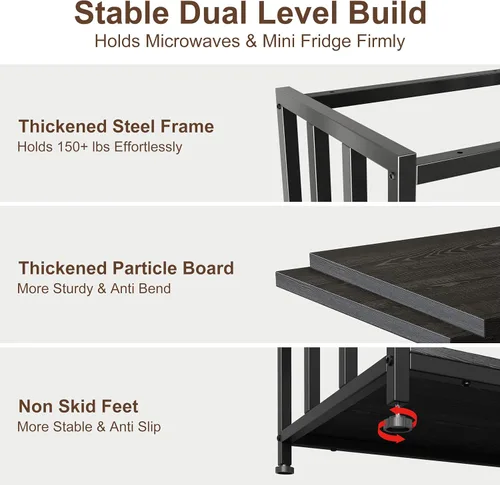 Vista 4 de Soporte para Mini Nevera, Estación de Gabinete de Barra de Café con Espacio de Almacenamiento para Insertar Refrigerador Pequeño, Organizador