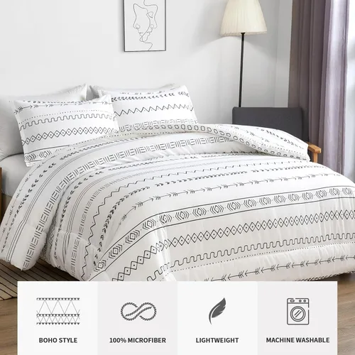 Vista 3 de Andency juego de edredón bohemio de microfibra suave, alternativa al plumón
