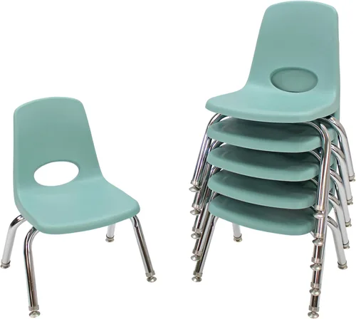 Vista 44 de Factory Direct Partners 10356-PU - Silla escolar apilable de 10 pulgadas, asiento apilable para estudiantes con patas de acero cromado y rodamientos
