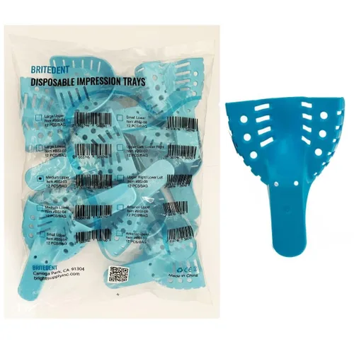 Vista 17 de Bandejas de impresión dental perforadas sin látex desechables bolsa de 12 piezas (#1 grande superior)