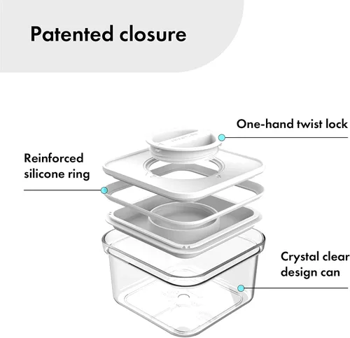 Vista 6 de Neoflam Recipiente hermético de almacenamiento de alimentos con sello inteligente (juego de 3) Cuerpo transparente Diseño modular, apilable
