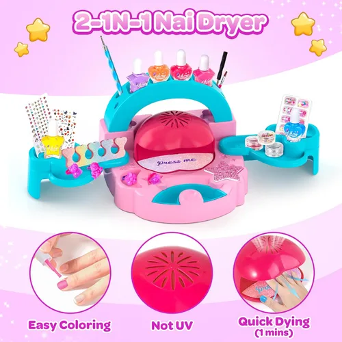 Vista 6 de Juego de esmaltes de uñas para niñas, regalo de cumpleaños de Navidad para niñas de 6, 7, 8, 9, 10, 11, 12 años, juguete de arte de uñas