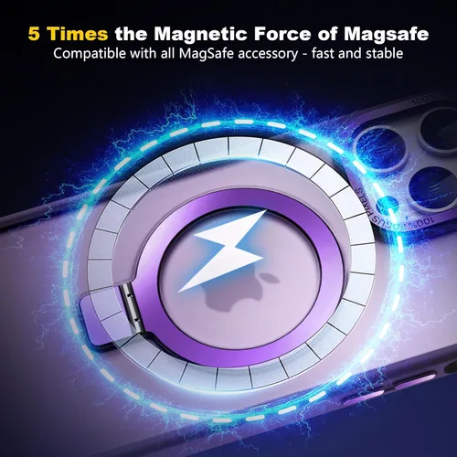 Vista 18 de IKARY Funda para iPhone 14 con soporte magnético oculto, compatible con Magsafe y protección contra caídas de grado militar, a prueba de golpes