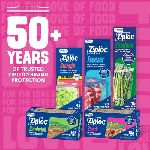 Vista 6 de Bolsas de aperitivos Ziploc con textura EasyGuide, pequeñas bolsas de almacenamiento de plástico con tecnología Grip 'N Seal, 50 bolsas en total