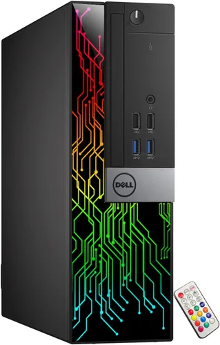 Vista 2 de Dell OptiPlex - Computadora con luces RGB personalizadas para escritorio, Intel Core i5 6500, 3.2 GHz, 8 GB de RAM, 256 GB SSD, Windows 11 Pro