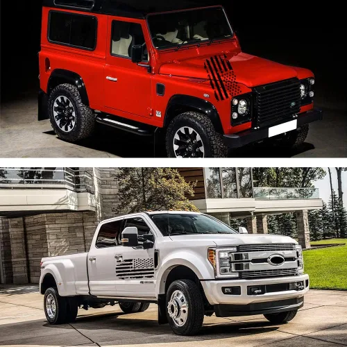 Vista 4 de 60 cm Calcomanía de bandera desgastada de EE. UU. Adhesivo de vinilo para tapa de camioneta, calcomanías de bandera de EE. UU. para cofre