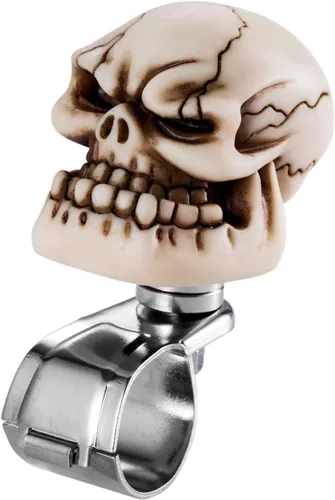 Arenbel - Maneta giratoria para volante de coche, diseño de calavera, con refuerzo de agarre, perilla suicida, compatible con la mayoría de Beige