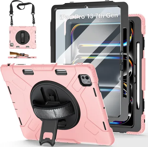 Vista 26 de Funda para iPad Pro 11 M5 2025/M4 2024: Funda protectora para iPad Pro de 11 pulgadas 5ª generación con protector de pantalla, soporte, asa y correa