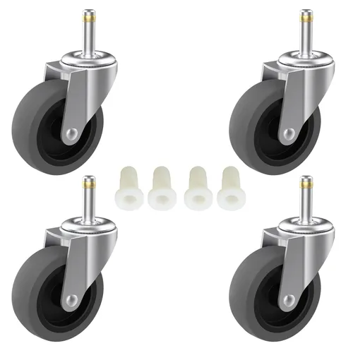 Vista 21 de Rueda giratoria de vástago de 2 pulgadas, rueda de goma de vástago de 7/16 pulgadas, ruedas de repuesto de goma termoplástica TPR para Weber Grill