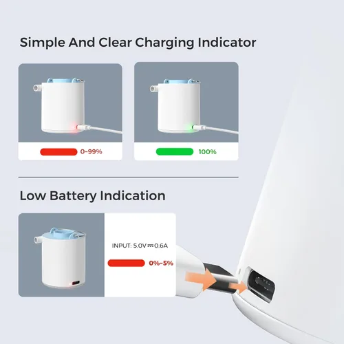 Vista 7 de FLEXTAILGEAR Tiny Pump X Bomba de aire portátil + luz de campamento Ultra-Mini bomba de aire con batería de 1300 mAh recargable por USB