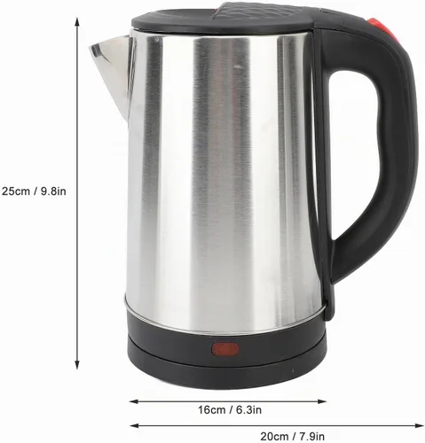 Vista 6 de Tetera eléctrica, hervidor eléctrico de acero inoxidable 304 de 2.5 L, caldera de agua de ebullición rápida con apagado automático, base giratoria