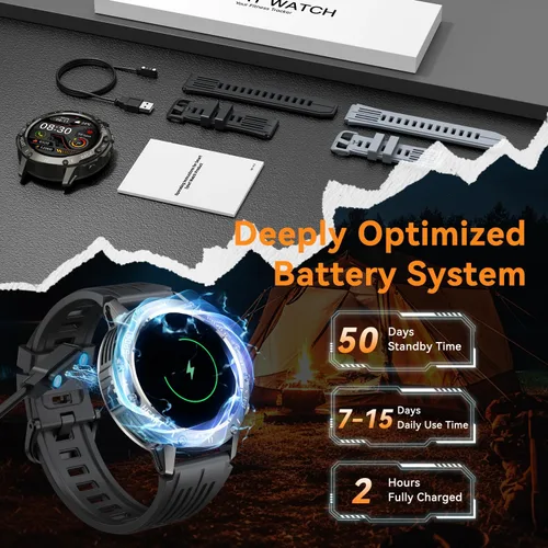 Vista 9 de Reloj inteligente para hombre, rastreador de ejercicio: relojes inteligentes para teléfonos Android, iPhone, Bluetooth, impermeable, hacer respuesta