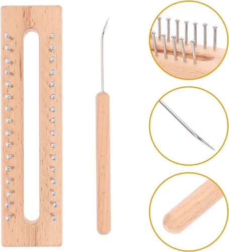 Vista 5 de ARTIBETTER Juego de telar de madera hecho a mano con gancho para sombrero, bufanda, calcetines, suéter, tejer, accesorios de telar