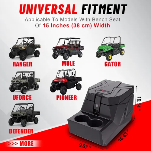 Vista 2 de StarknightMT Caja de Reposabrazos de Consola Central UTV con Portavasos, Ajuste Universal para Asiento de Banco, Almacenamiento Compatible