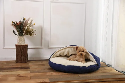 Vista 8 de Amazon Basics Cama tipo cueva para mascotas, con cubierta extraíble para cueva, se adapta a mascotas de hasta 35 libras, 30 x 30 x 12.5 pulgadas